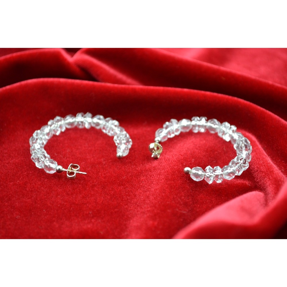 Deb Guyot Sterling Silver Herkimer Diamond Quartz Petite Hoop Earrings